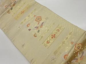 花鳥に横段・花菱模様織出し名古屋帯